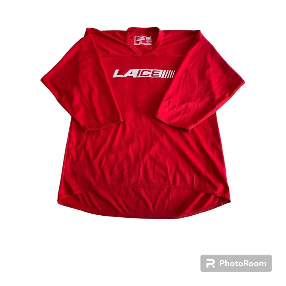 Los‎ Angeles LA Ice Red Hockey Jersey Size LG #10 BAKKA Sports